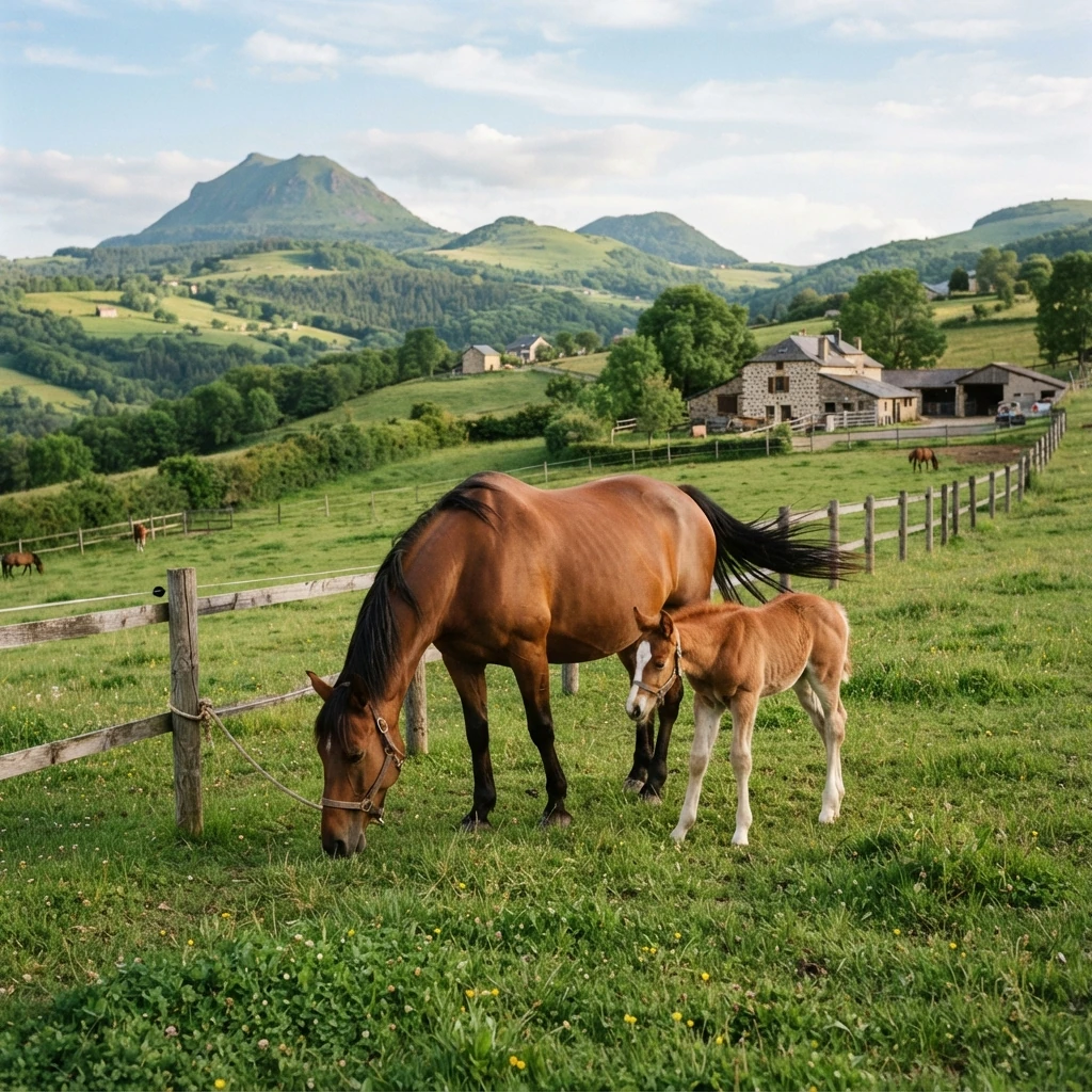 Élevage de chevaux au ferme equestre de l'alagnon, Laveissière