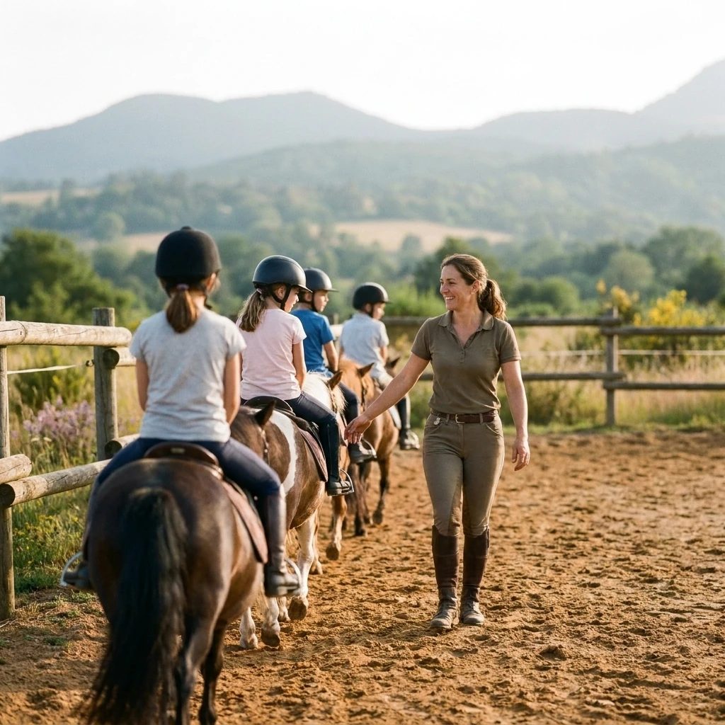 Cours de poney à Laveissière, Cantal
