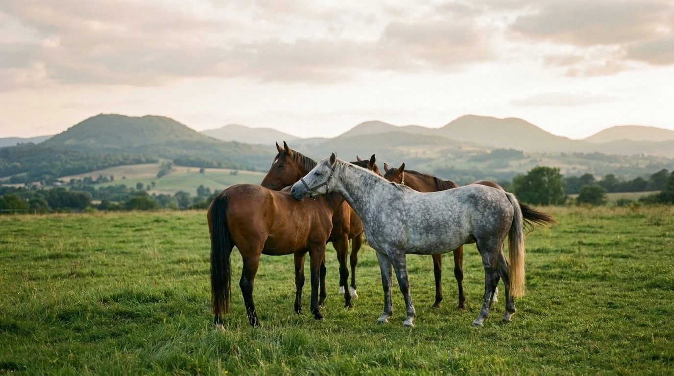 Les chevaux du ferme equestre de l'alagnon en liberté, Cantal